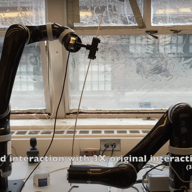 Data-Based Learning for Control of Elastic Interactions Between Robot and Workpiece